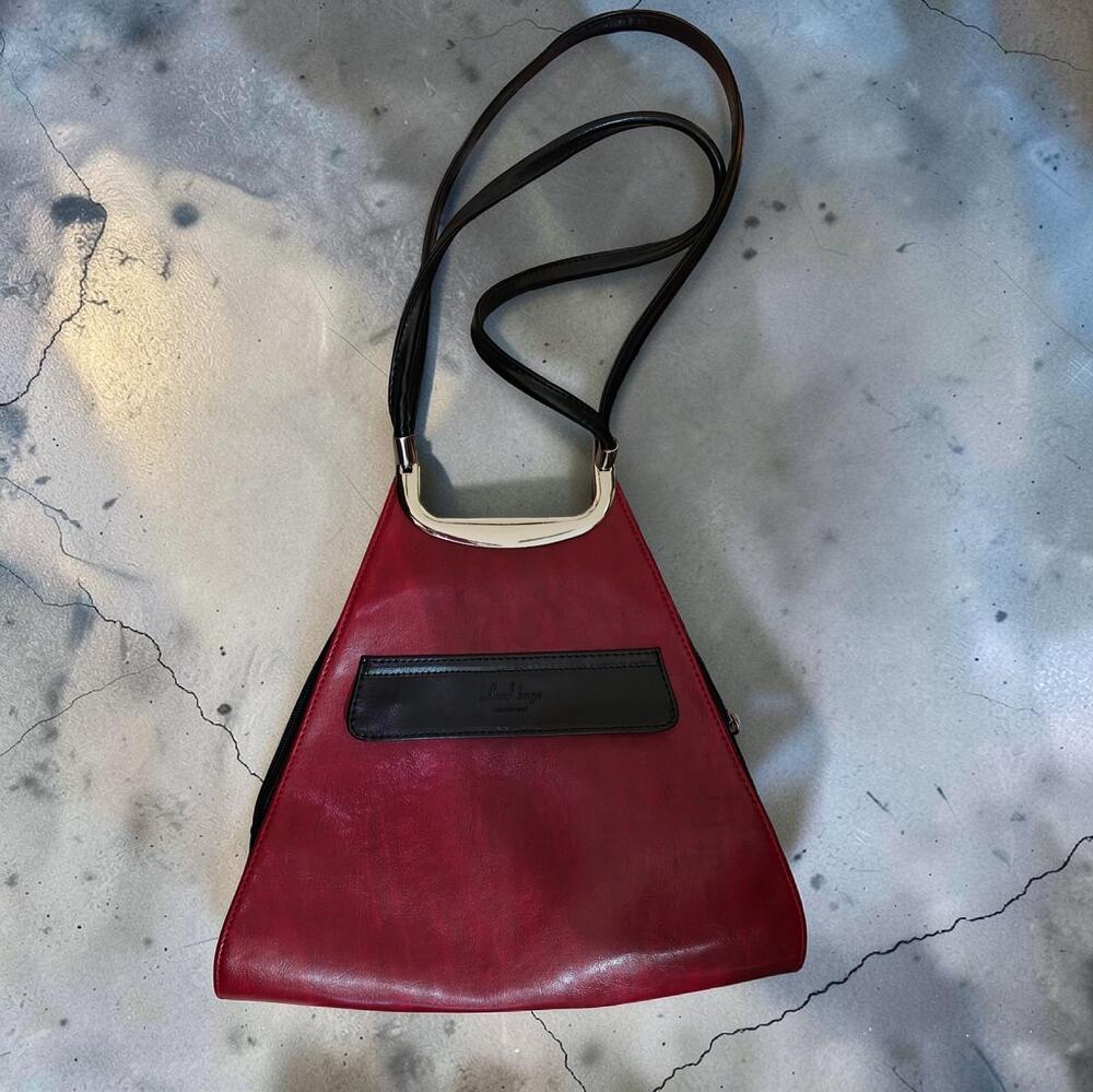 Leaf Bags Made In Italy Red And Black Luxurious Couture Hand Bag